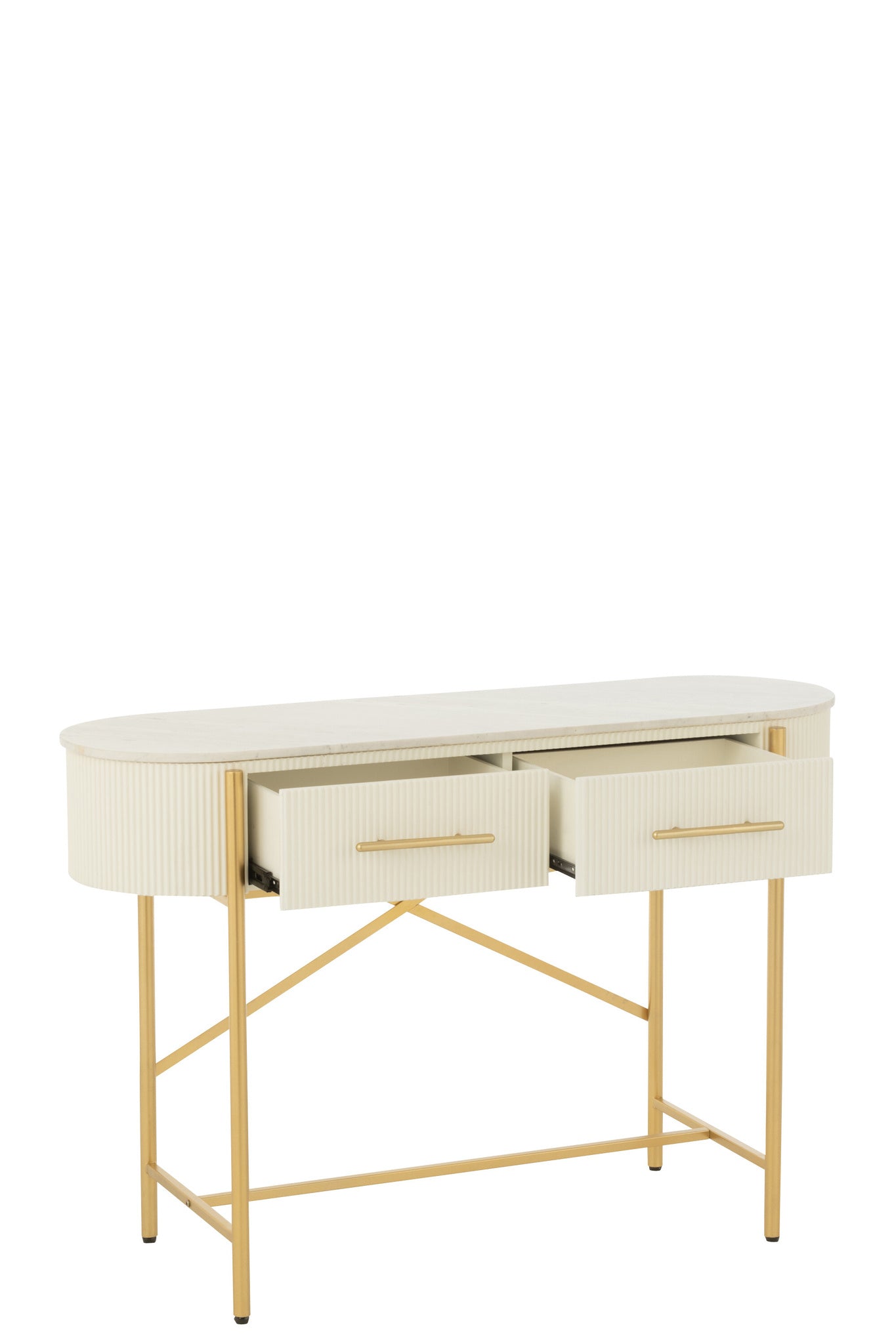 Console Mdf/Marmer/Metaal Wit/Goudkleurig