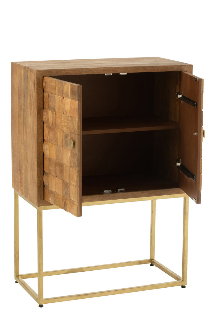 J-LINE KAST OP VOET NINO METAAL/MANGOHOUT NATUUR/GOUD