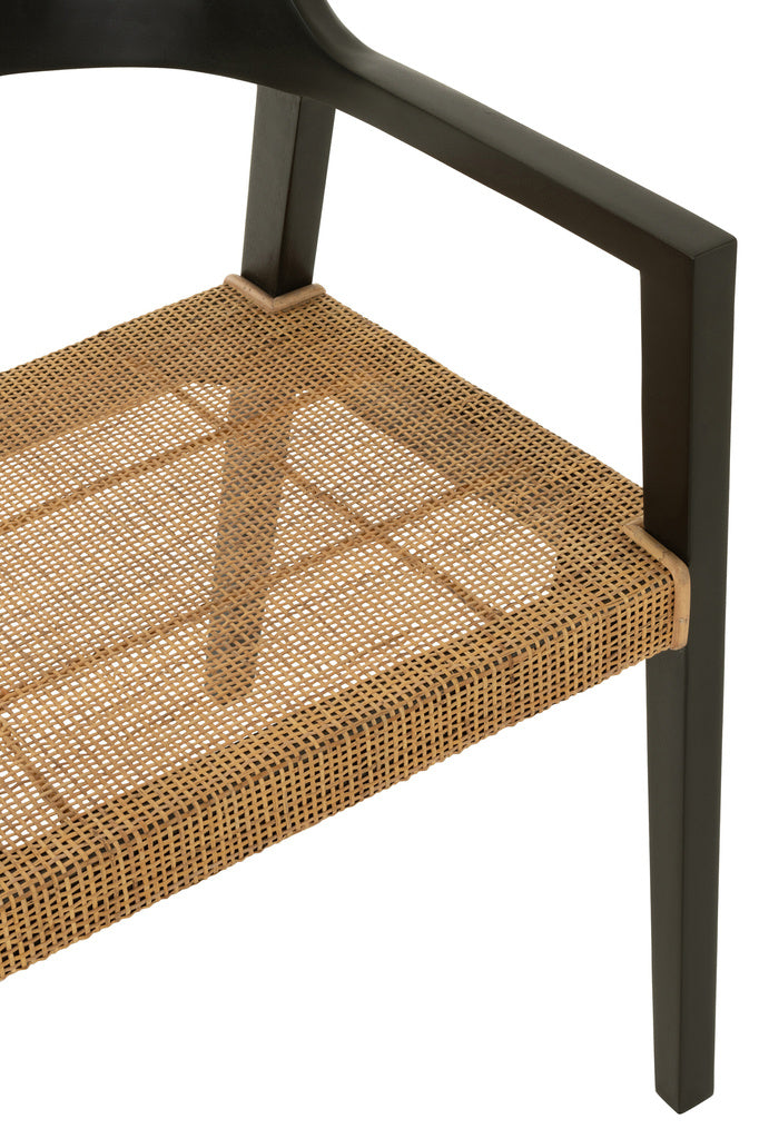 J-LINE STOEL EMMA TEAK ZWART/BRUIN