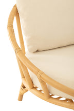 J-LINE STOEL + KUSSEN – RATTAN/TEXTIEL – NATURAL/WHITE – 98 CM