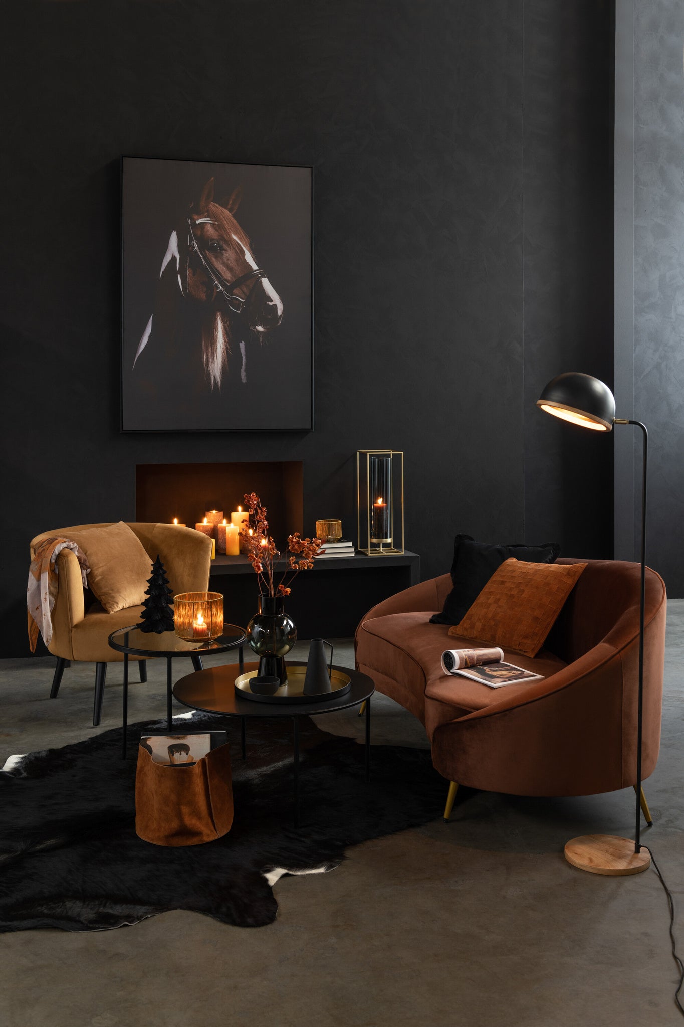 Vloerlamp Evy ijzer/hout zwart/naturel