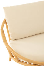J-LINE STOEL + KUSSEN – RATTAN/TEXTIEL – NATURAL/WHITE – 98 CM