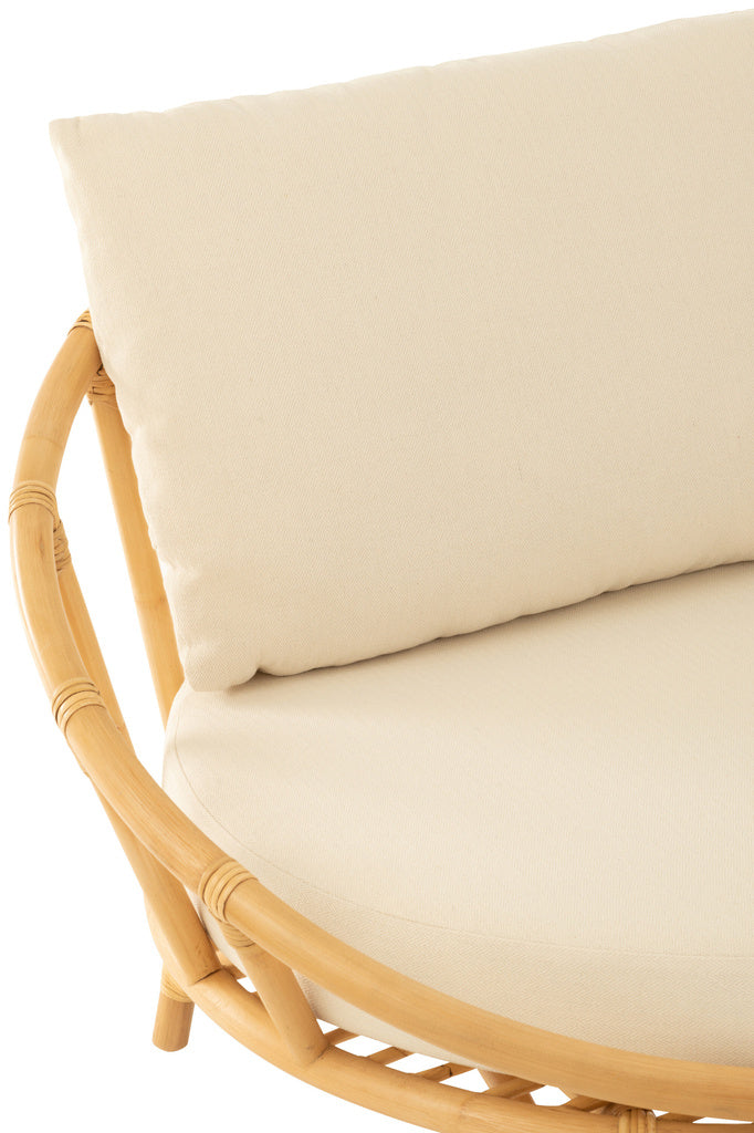 J-LINE STOEL + KUSSEN – RATTAN/TEXTIEL – NATURAL/WHITE – 98 CM