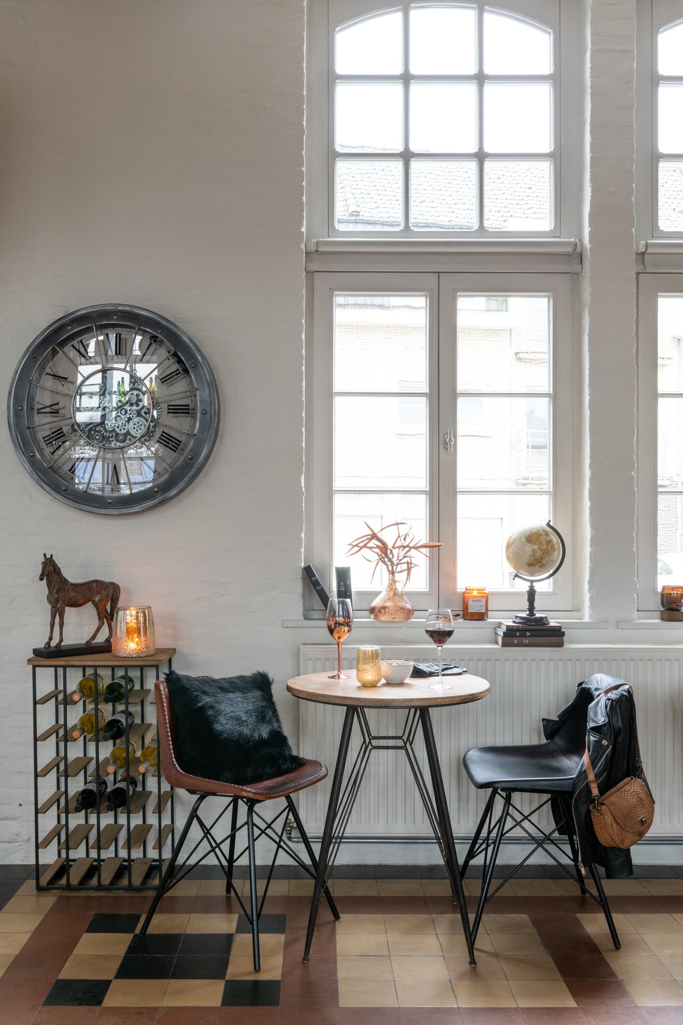 Stoel Loft leer/metaal zwart