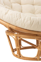 Stoel Roni met kussen, rotan naturel/wit