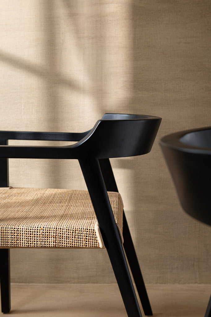 J-LINE STOEL EMMA TEAK ZWART/BRUIN
