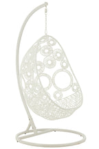 J-LINE HANGSTOEL + KUSSENS BULA METAAL/RIET WIT 