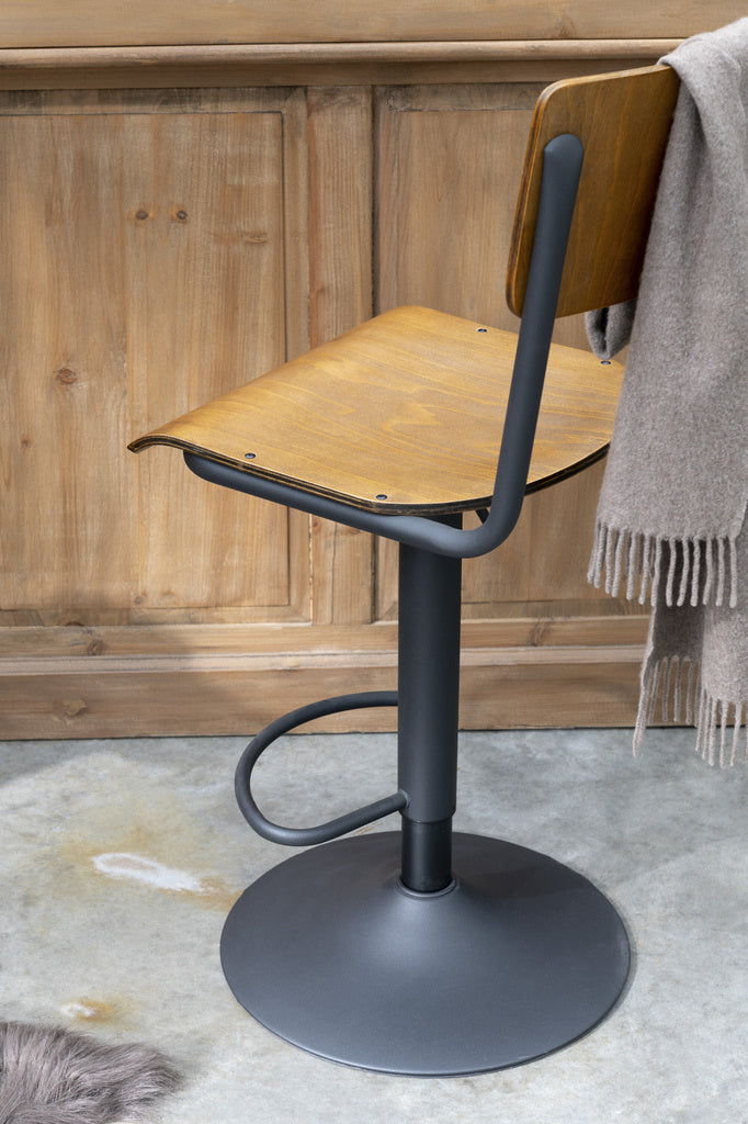 J-LINE BARKRUK – HOUT/METAAL – BRUIN/ZWART – INDUSTRIEEL DESIGN