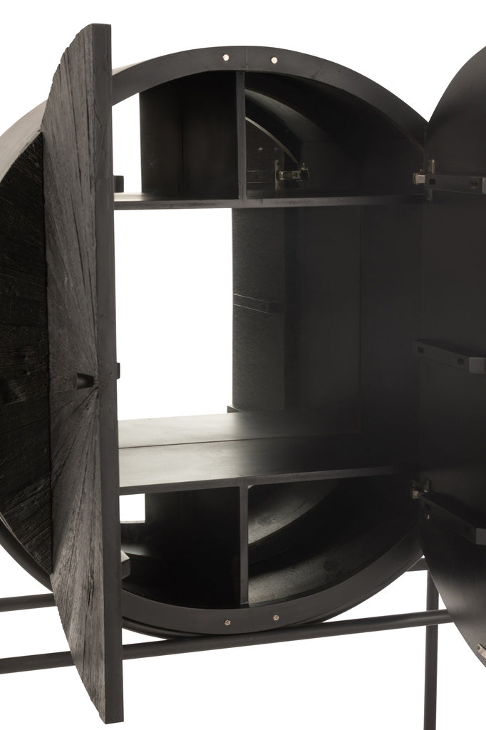 J-LINE BARKAST SHANIL GERECYCLEERD HOUT/MDF ZWART