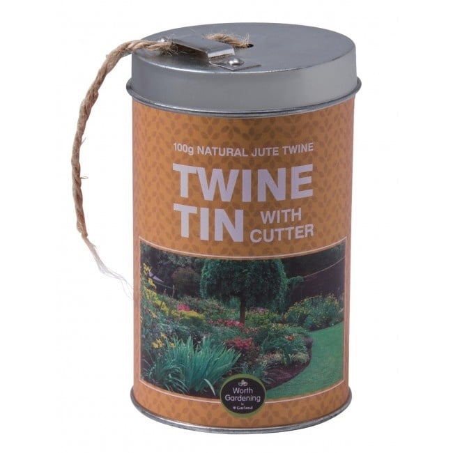JUTE TOUW IN BLIK MET KNIPTANG (100 GRAM 3 PLY NATUREL JUTE)