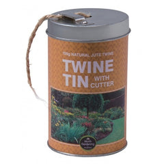 JUTE TOUW IN BLIK MET KNIPTANG (100 GRAM 3 PLY NATUREL JUTE)